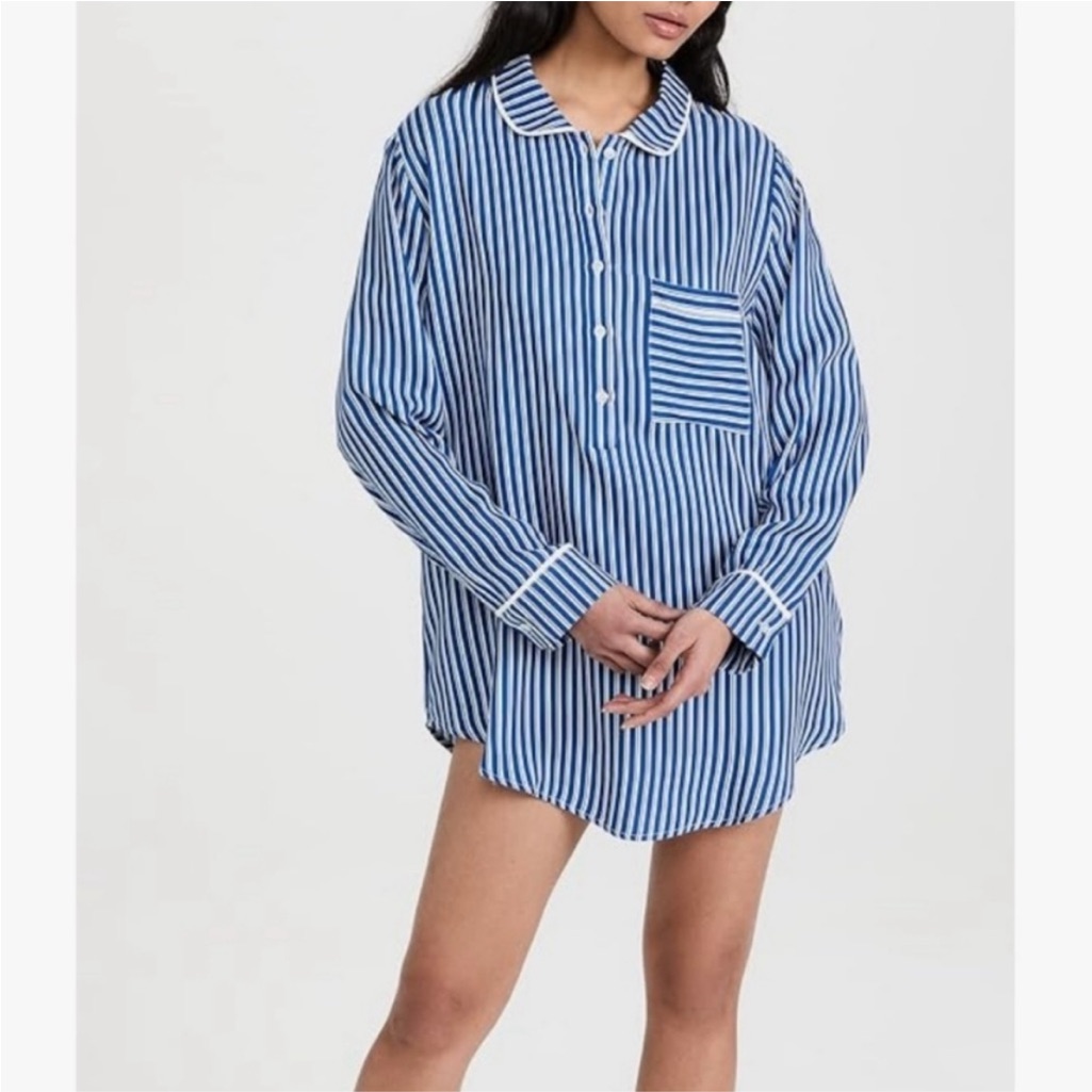 Revolve Striped Blue And White Women's Pajama Dress